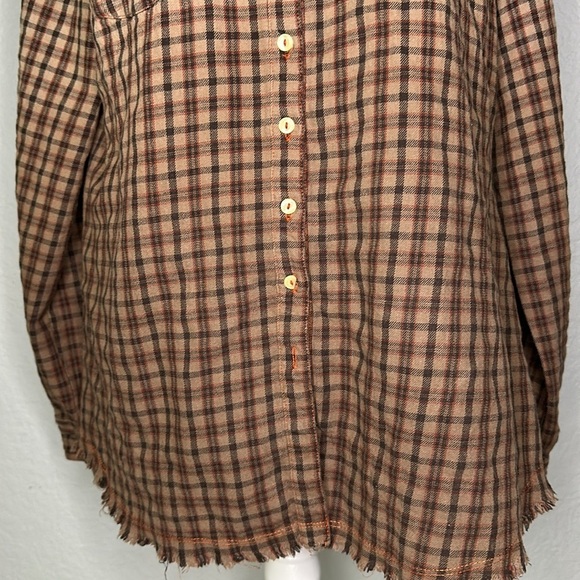 Johnny Was 3J Workshop Women’s Brown Ombre Plaid Flannel Button Down Shirt M - Picture 4 of 11
